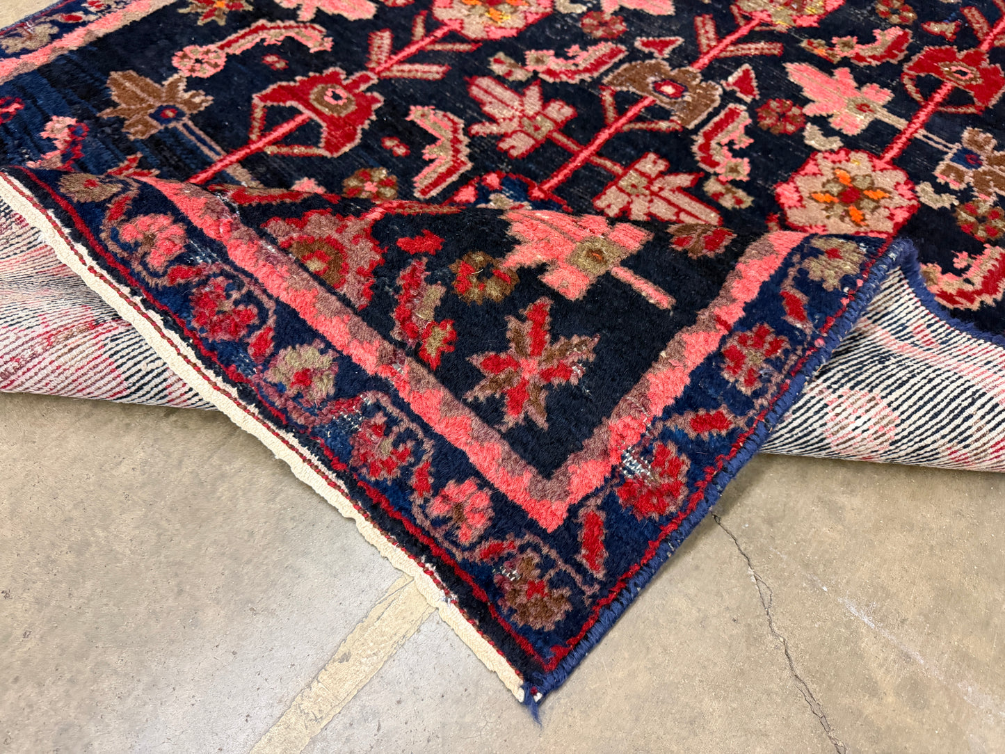 3’6”x4’11” Antique Hand-Knotted Wool Hamadan Persian Rug 3x5 Floral Handmade Carpet