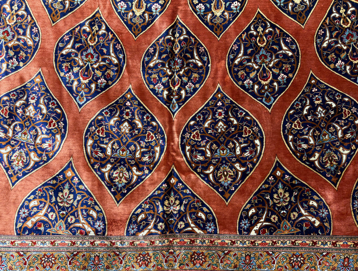 11’3”x16’5” Hand-Knotted 100% Silk Persian Qum Rug - Signed