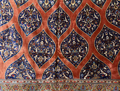 11’3”x16’5” Hand-Knotted 100% Silk Persian Qum Rug - Signed
