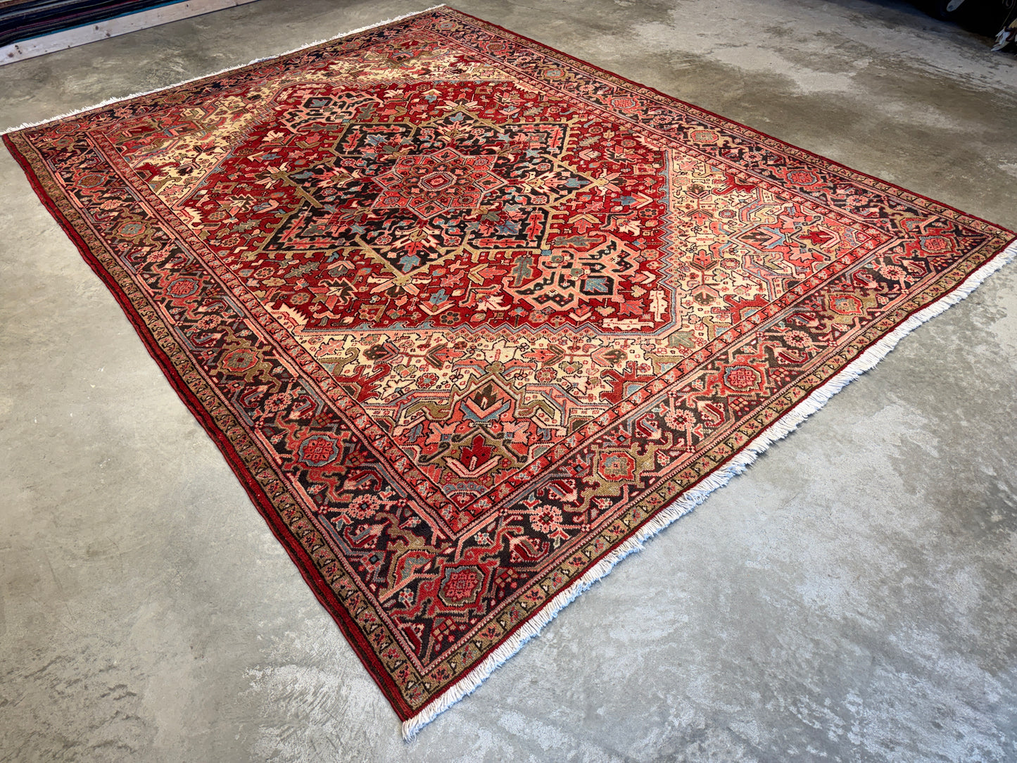 8’3”x11” Hand-Knotted Persian Heriz Wool Area Rug