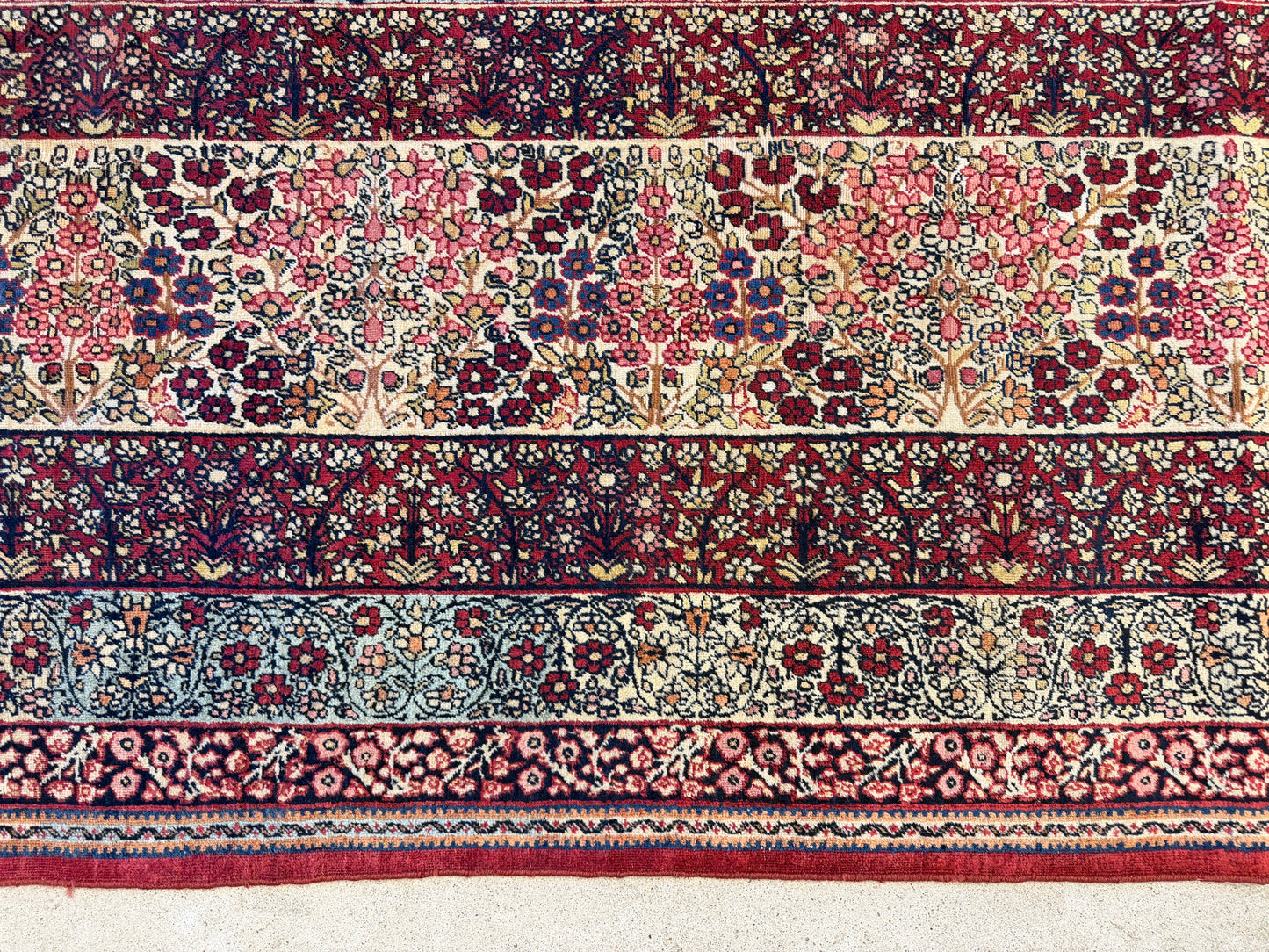 12’11”x21’7” Very Fine Collector Antique Hand-Knotted Signed Persian Kerman Area Rug