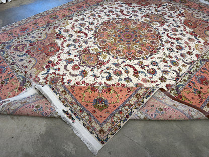 9’9”x13’3” Fine Hand-Knotted Persian Tabriz Signed Area Rug