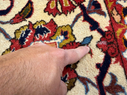 10’2”x14’2” Very Fine Vintage Hand-Knotted Wool Isfahan Persian Rug 10x14 Red All-Over Handmade Carpet