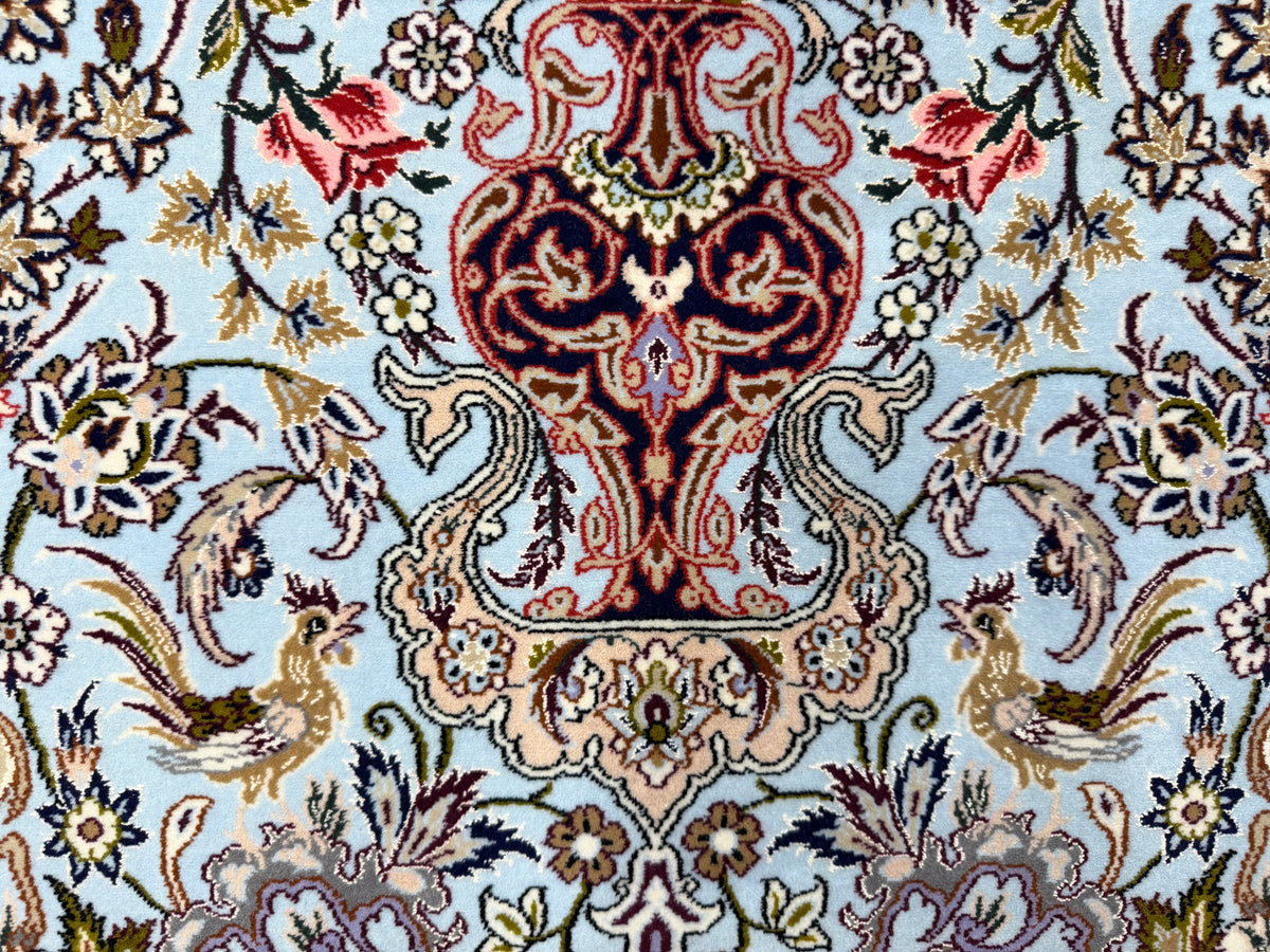 Hand-Knotted Pictorial Persian Isfahan Rug - 3’7”x5’7”