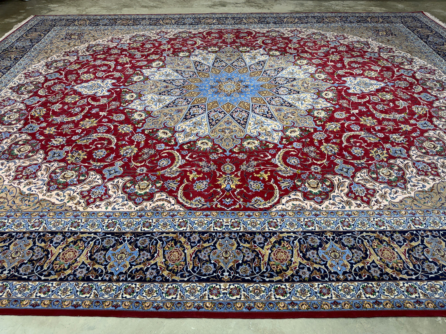 13’x16’10” Hand-Knotted Persian Isfahan Signed Asachi Area Rug