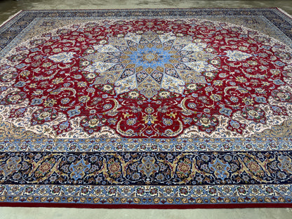 13’x16’10” Hand-Knotted Persian Isfahan Signed Asachi Area Rug