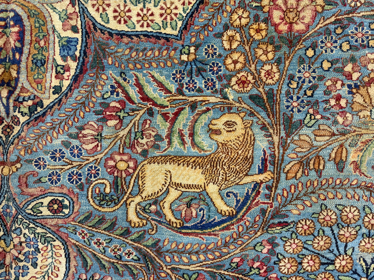 11’x14’10” Antique Hand-Knotted Fine Wool Persian Kerman Area Rug Handmade