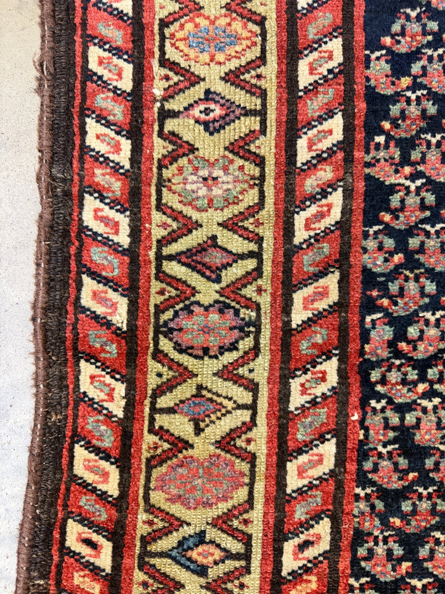 3’x13’9” Antique Hand-Knotted Wool Malayer Persian Runner 3x13 Handmade Blue Green Carpet