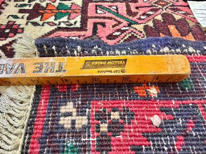 3’1”x18’4” Hand-Knotted Wool Heriz Persian Runner 3x18 Handmade Pink Rug