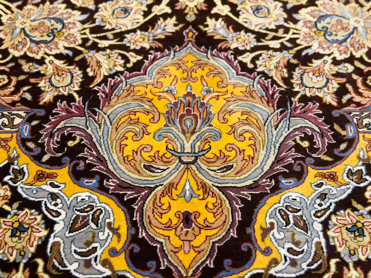 Luxurious Hand-Knotted 100% Silk Persian Qum Rug - Signed Shirazi - 6'9"x10'2"
