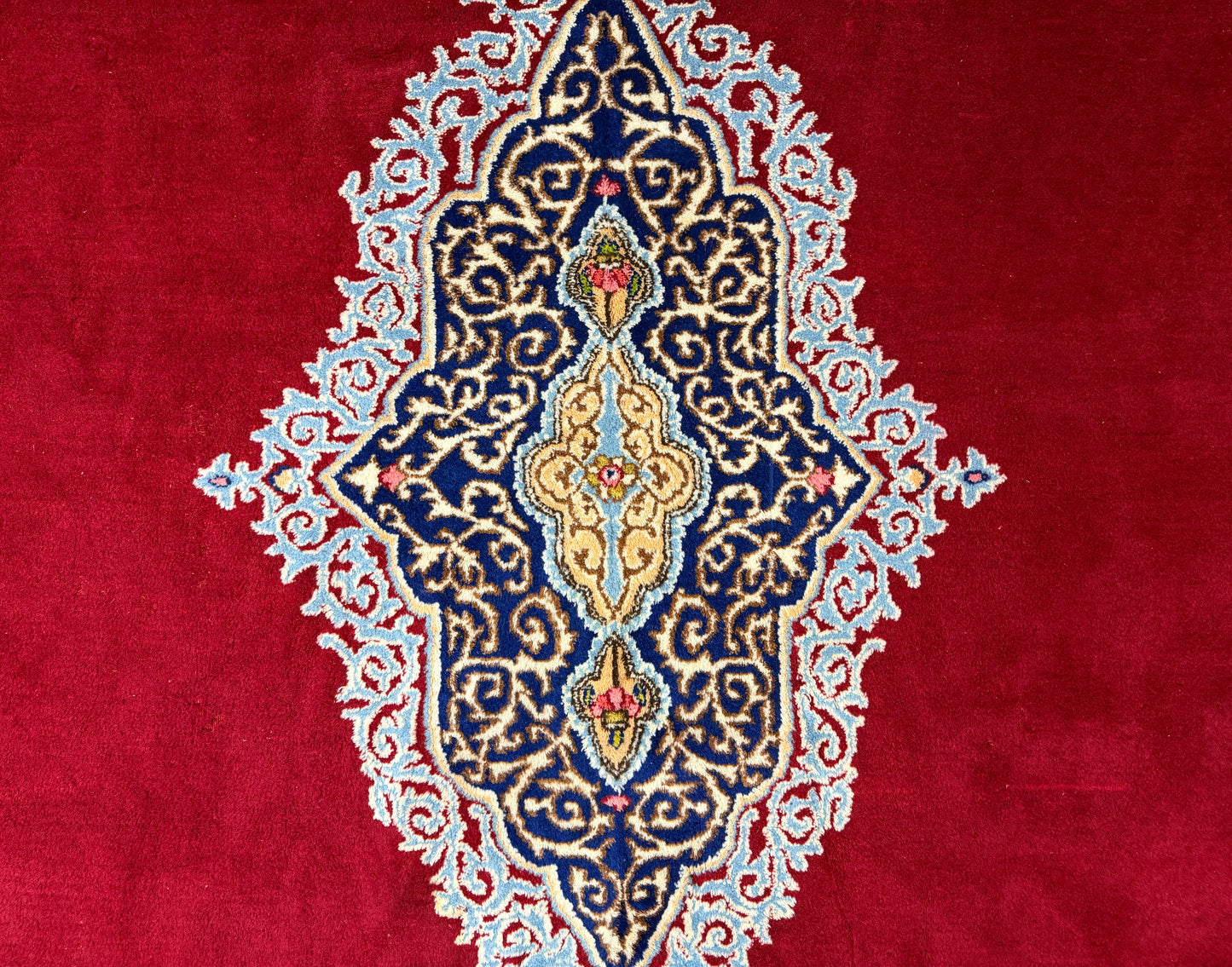 9x14 Vintage Hand-Knotted Wool Kerman Persian Rug Red Handmade Carpet