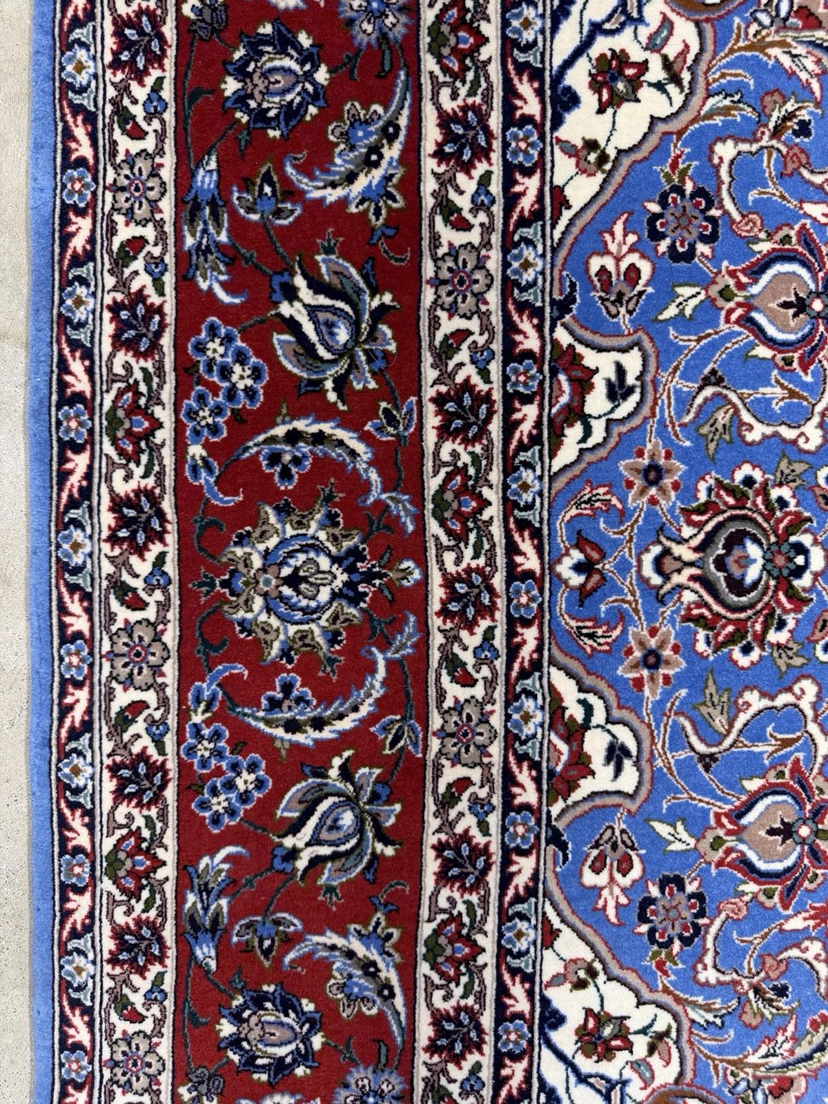 4’6”x7’9” Hand-Knotted Fine Wool & Silk Isfahane Area Rug - Blue 4x8