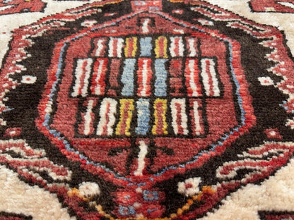 3'3”x12’2” Antique Hand-knotted Wool Herize Runner Rug - Handmade Red 3x12