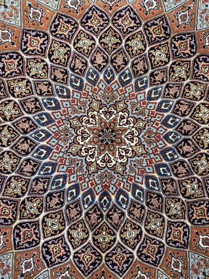 Hand-Knotted 60 Raj Persian Tabriz Rug - Dome Design - 10’x13’4”