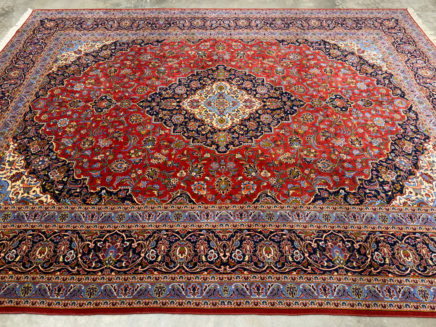 Hand-Knotted Persian Kashan Rug - 9’11”x13’