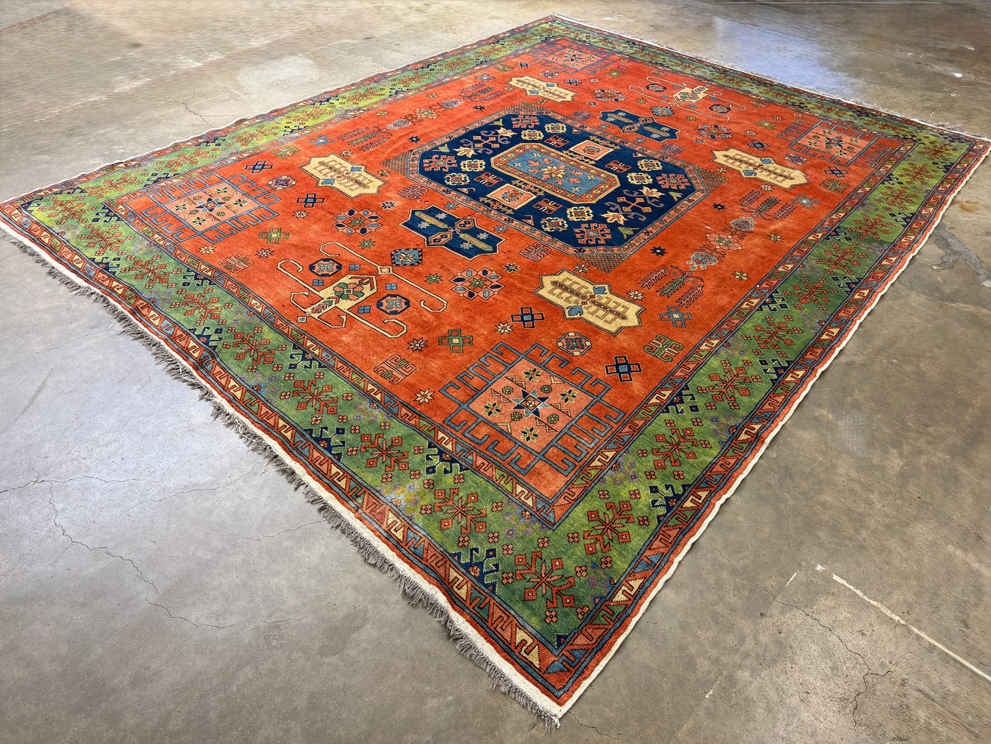 8’10”x11’ Hand-Knotted Wool Kazak Area Rug