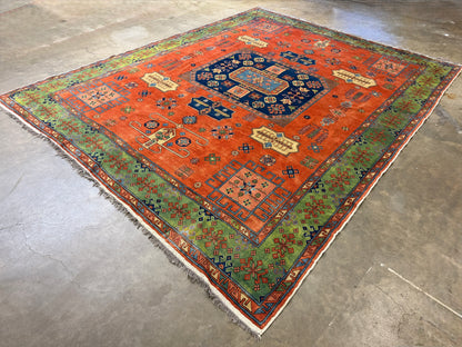 8’10”x11’ Hand-Knotted Wool Kazak Area Rug
