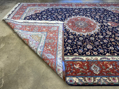 10’x13’7” Very Fine Hand-Knotted Signed Persian Tabriz Area Rug
