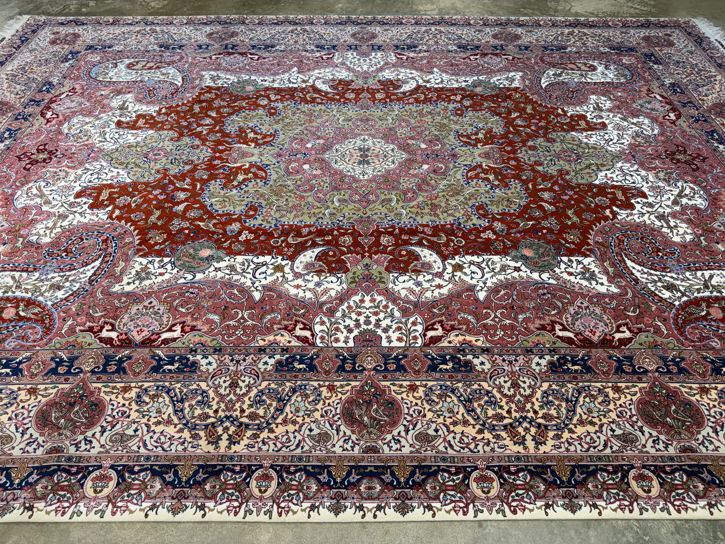 Hand-Knotted 70 Raj Persian Tabriz Pictorial Rug - 10’4”x13’3”
