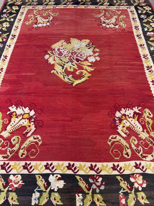 Antique Flatweave Aubusson Rug - 8’x10’