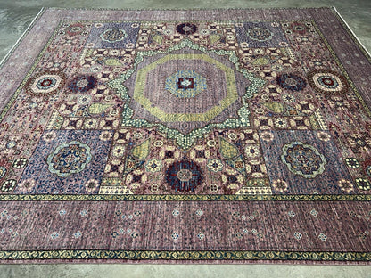 8’5”x9’10” Hand-Knotted Wool Mamluk Medallion Area Rug