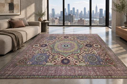 Hand-Knotted Mamluk Rug - 8’5”x9’10”
