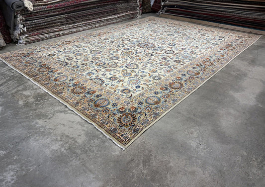 10’5”x14’5” Hand-Knotted Wool All-over Persian Kashan Area Rug