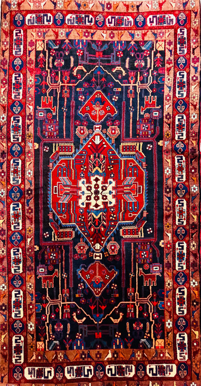 Hand-Knotted Persian Nahavand Rug - 5'5"x10'4"