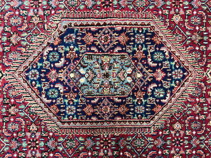 6’x9’ Fine Hand-Knotted Wool IndoBidjar Persian Rug 6x9 Burgundy All-Over Handmade Carpet