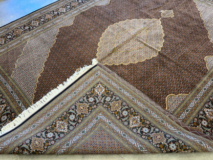 9’8”x12’10” Fine Hand-Knotted Persian Tabriz Mahi Area Rug