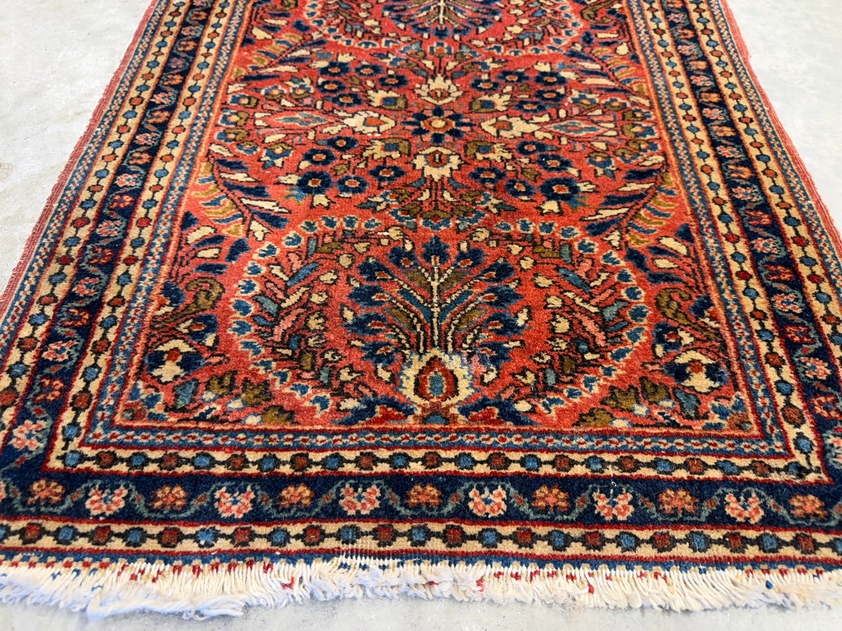 Hand-Knotted Persian Sarouk Rug - 2’x2’4”