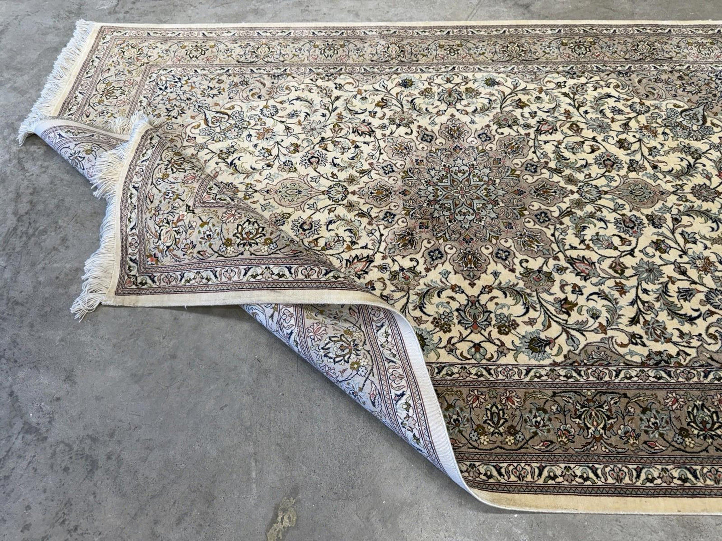 3x5 Luxurious Fine Hand-Knotted 100% Silk Persiane Qume Rug Handmade Beige