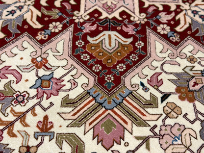 Hand-Knotted 60 Raj Persian Tabriz Heriz Rug - 6'8"x10'