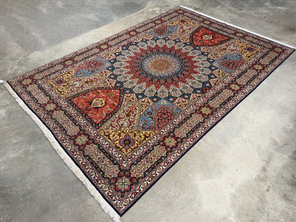 Hand-Knotted 60 Raj Persian Tabriz Rug - Dome Design - 6'8"x10'7"