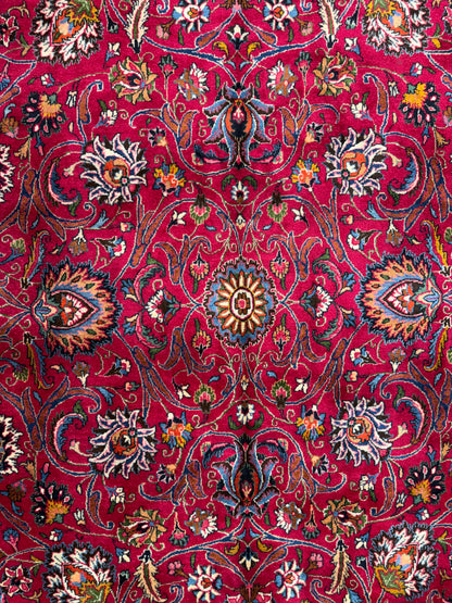 11’6”x16’5” Hand-Knotted Very Fine Wool Persian Mashad Signed Area Rug Handmade