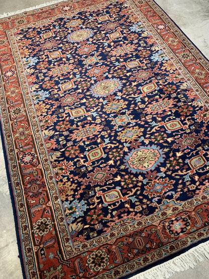 5'5"x7'1" Handmade 100% Wool IndoMahal Rug