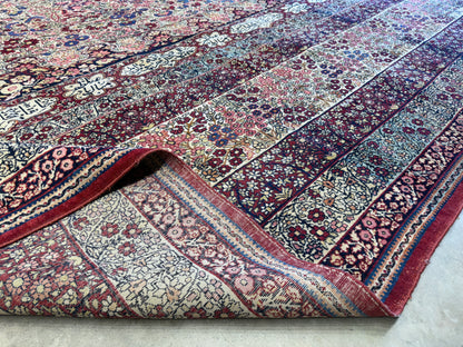12’11”x21’7” Very Fine Collector Antique Hand-Knotted Signed Persian Kerman Area Rug
