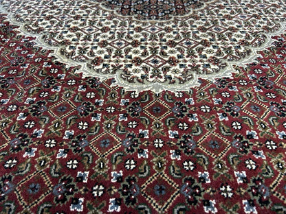 10’ Diameter Hand-knotted Wool Round Area Rug - Handmade Carpet 10x10 Burgandy