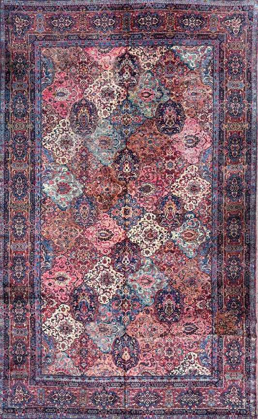 13’6”x21’10” Antique Hand-Knotted Very Fine Wool Persian Kerman Area Rug