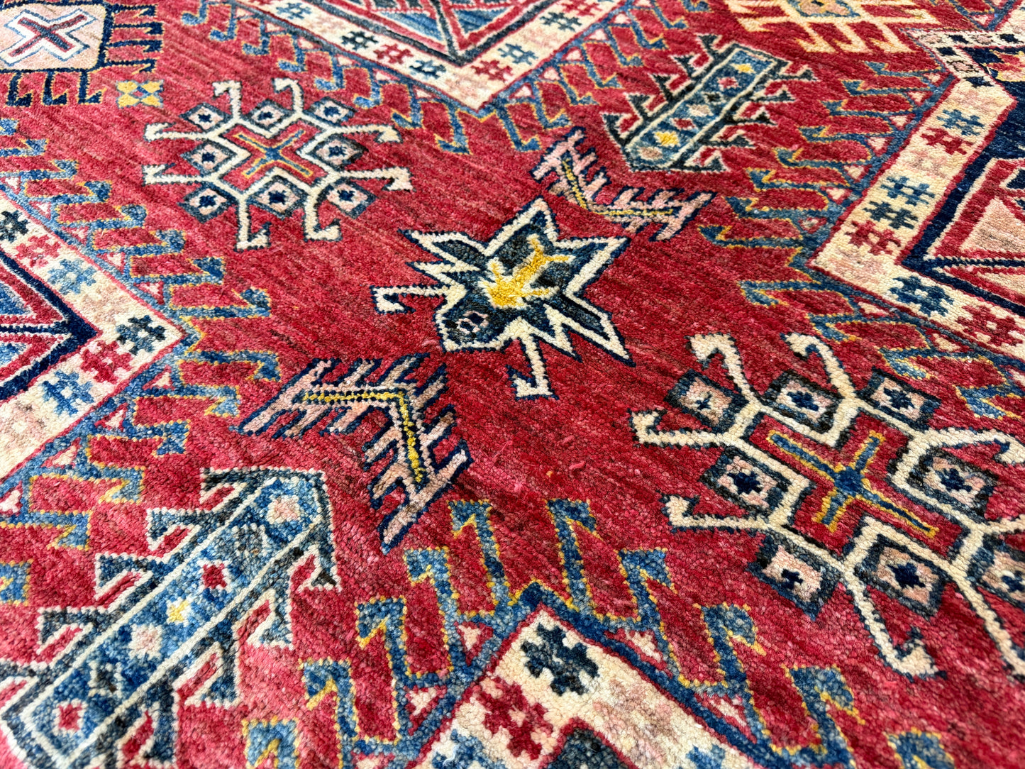 11’x12’3” Hand-Knotted Wool Kazak Area Rug