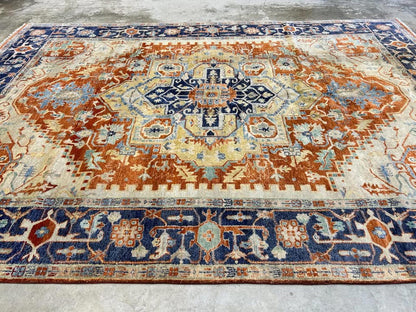 8'9"x12' Handmade 100% Wool Indian Serapi Rug