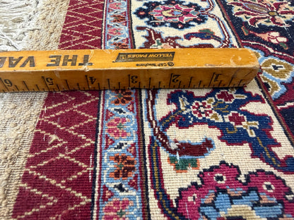 9’9”x13’2” Hand-Knotted Very Fine Antique Wool Persian Mashad Signed Saber Area Rug