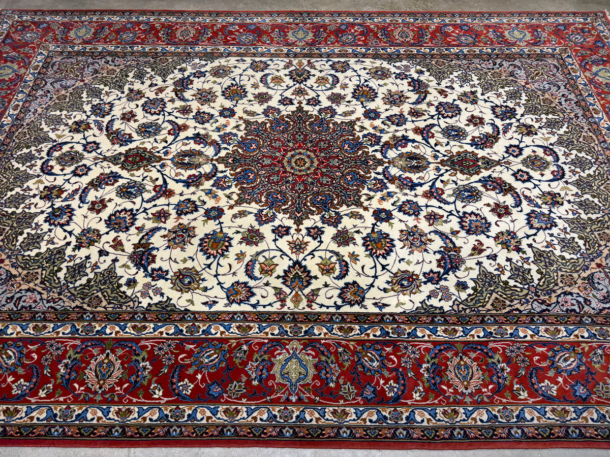 Hand-Knotted Persian Isfahan Rug - Signed Qorbani -  6’9”x10’3”