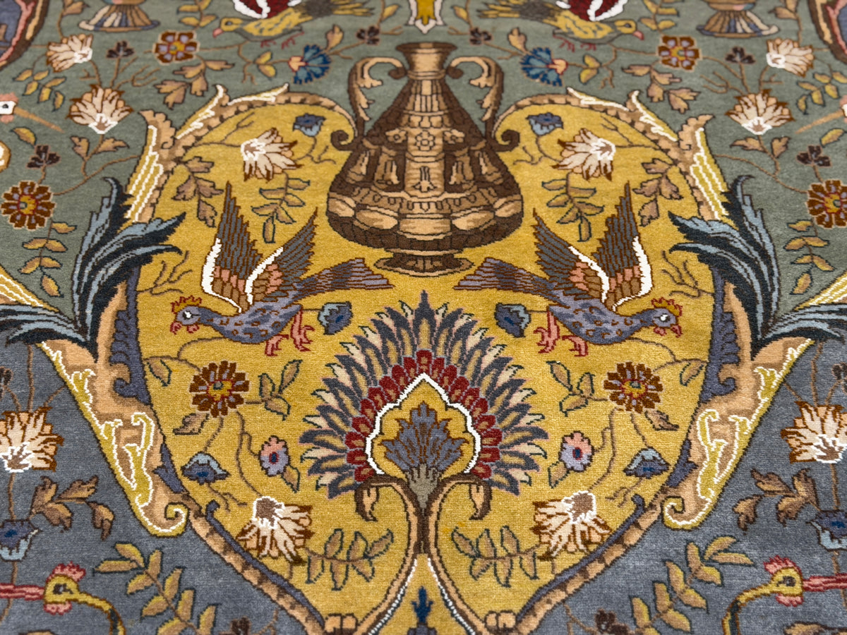 Hand-Knotted 60 Raj Pictorial Persian Tabriz Rug - Signed Nazeri - 5'10"x8'3"