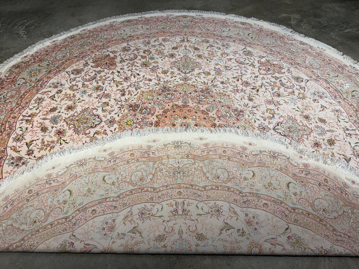 10’ Diameter Very Fine Hand-Knotted Wool & Silk Round Tabriz Persian Rug - 10x10 Handmade Carpet