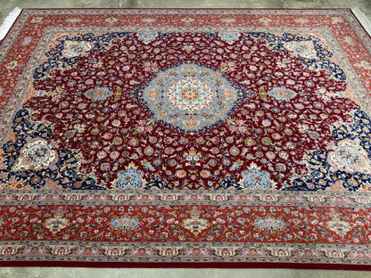 Hand-Knotted 80 Raj Persian Tabriz Rug - Signed - 9’9”x13’6”