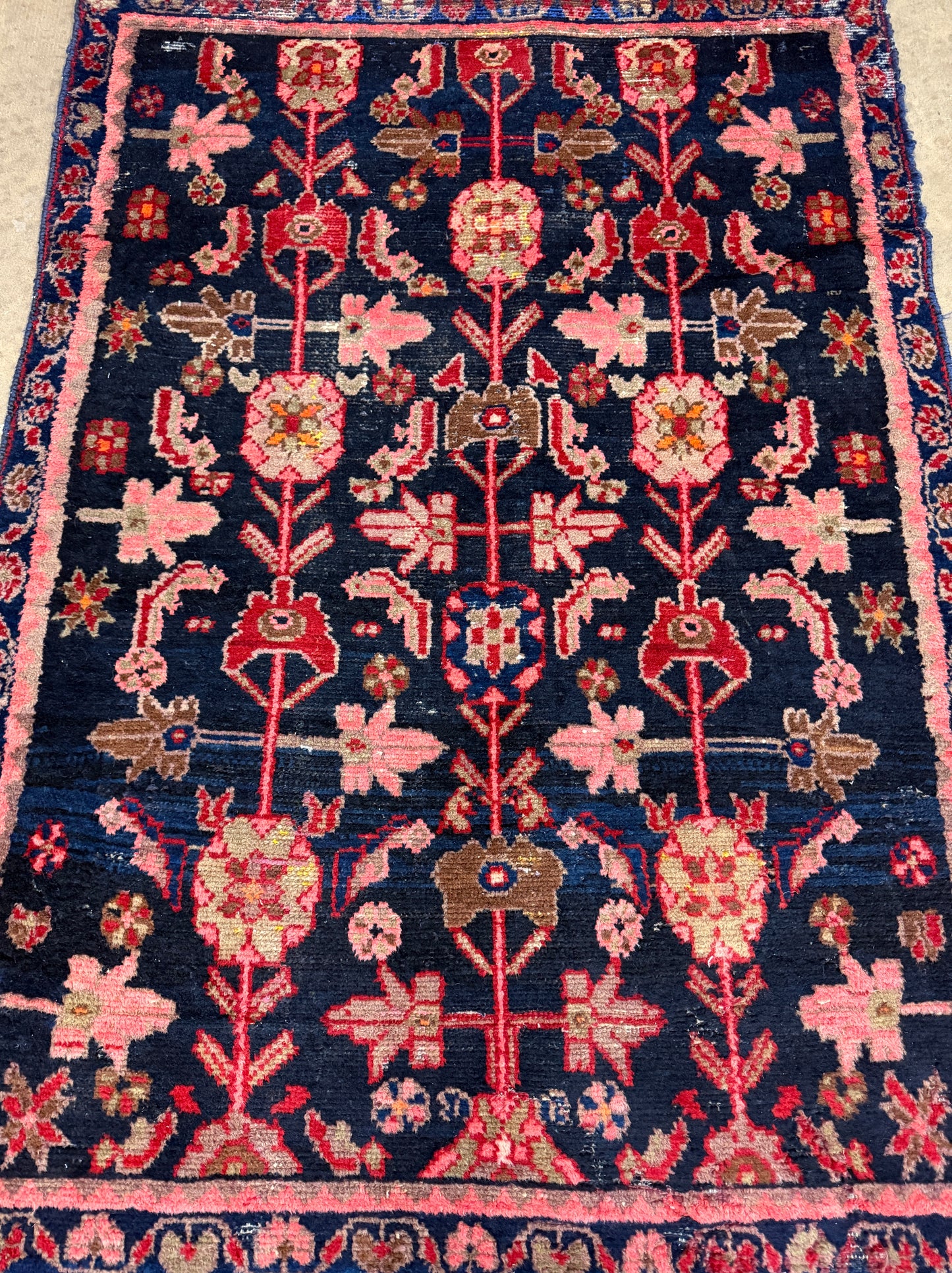 3’6”x4’11” Antique Hand-Knotted Wool Hamadan Persian Rug 3x5 Floral Handmade Carpet