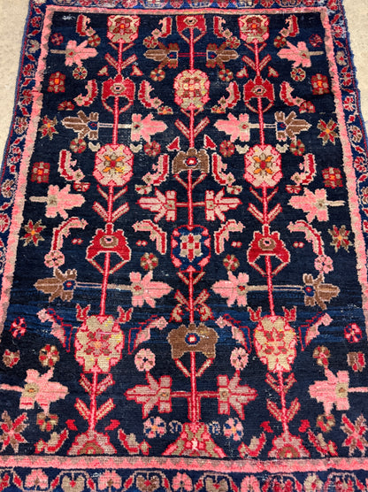 3’6”x4’11” Antique Hand-Knotted Wool Hamadan Persian Rug 3x5 Floral Handmade Carpet