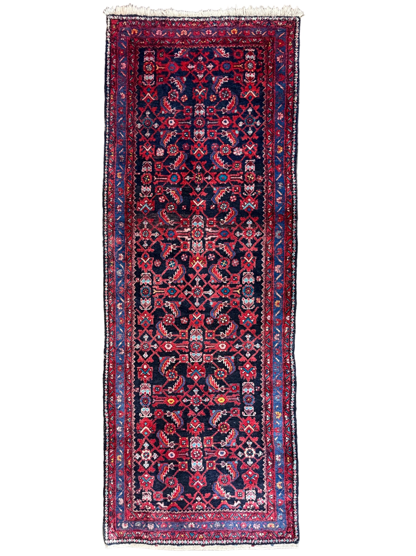 Hand-Knotted Antique Hamadan Runner - 3’9”x10’