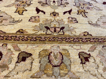 4'3"x6'1" Hand-knotted Wool All-Over Area Rug - Handmade Carpet Beige 4x6